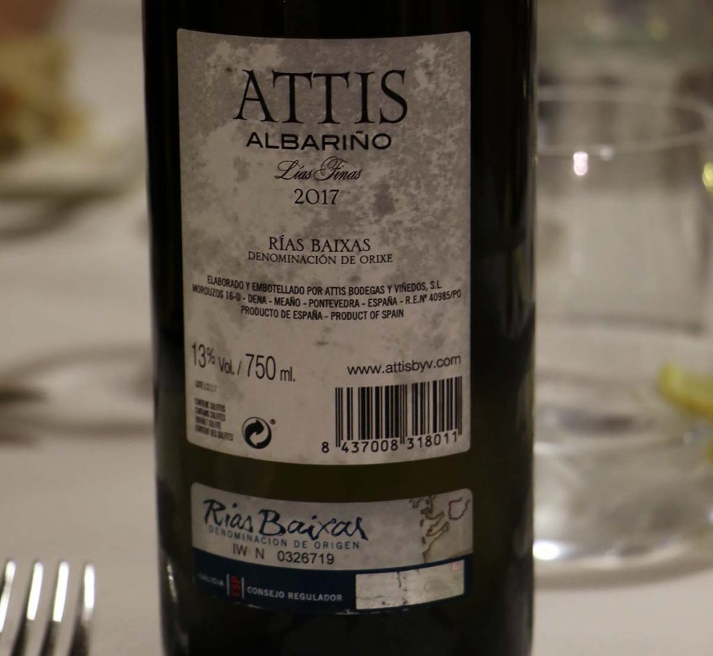 Attis Albarino Lias Finas 2017 trasera