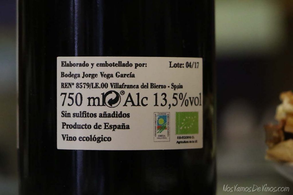 Chira 450 Un vino natural del Bierzo etiqueta trasera