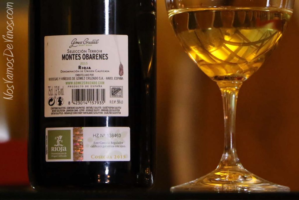 Montes Obarenes 2015 Etiqueta trasera