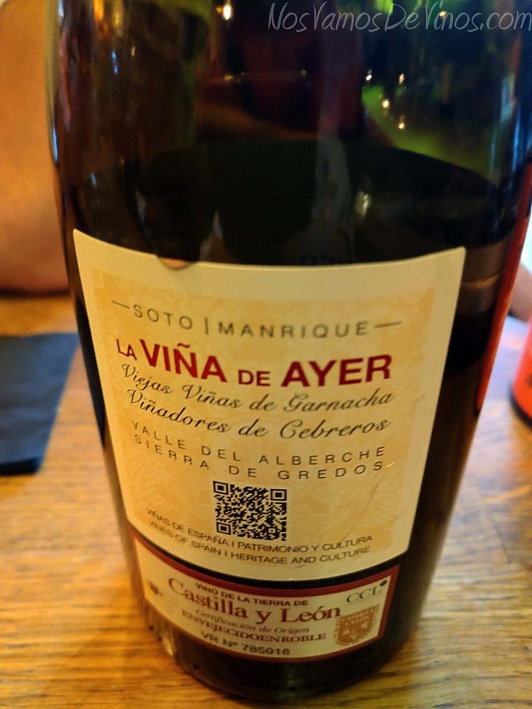La Viña de Ayer Garnacha 2016 Etiqueta Trasera
