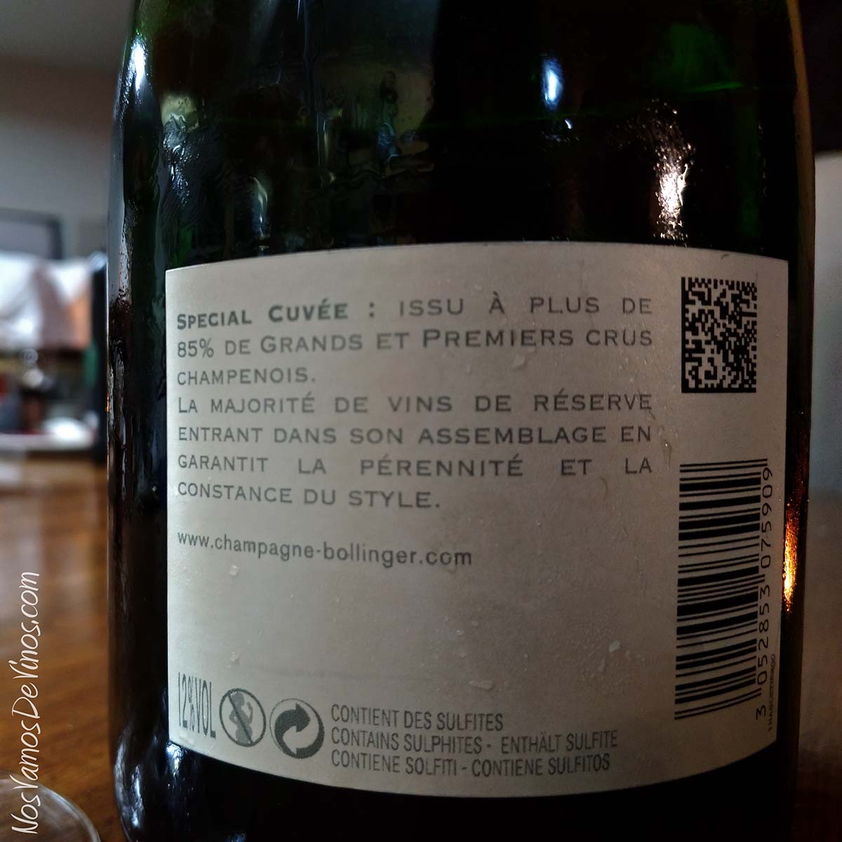 Champagne Bollinger Special Cuvée Etiqueta Trasera