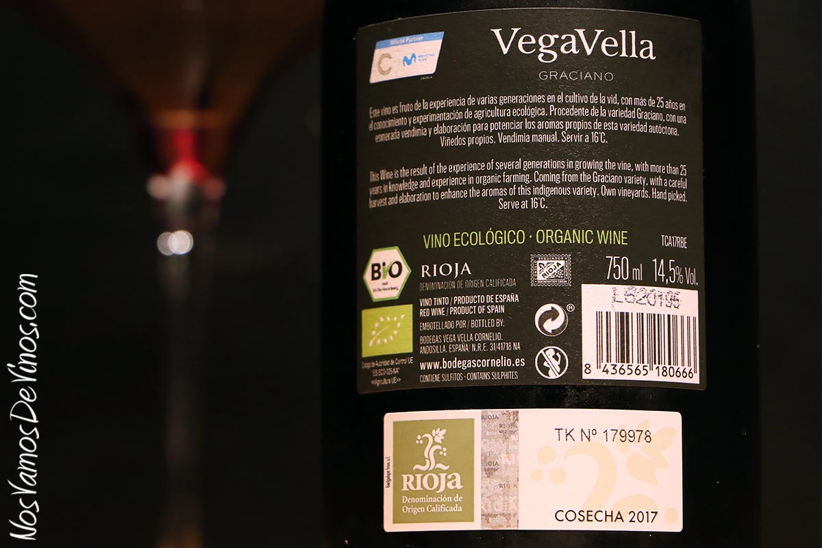 Vega Vella Graciano 2017 Detalle Etiqueta trasera