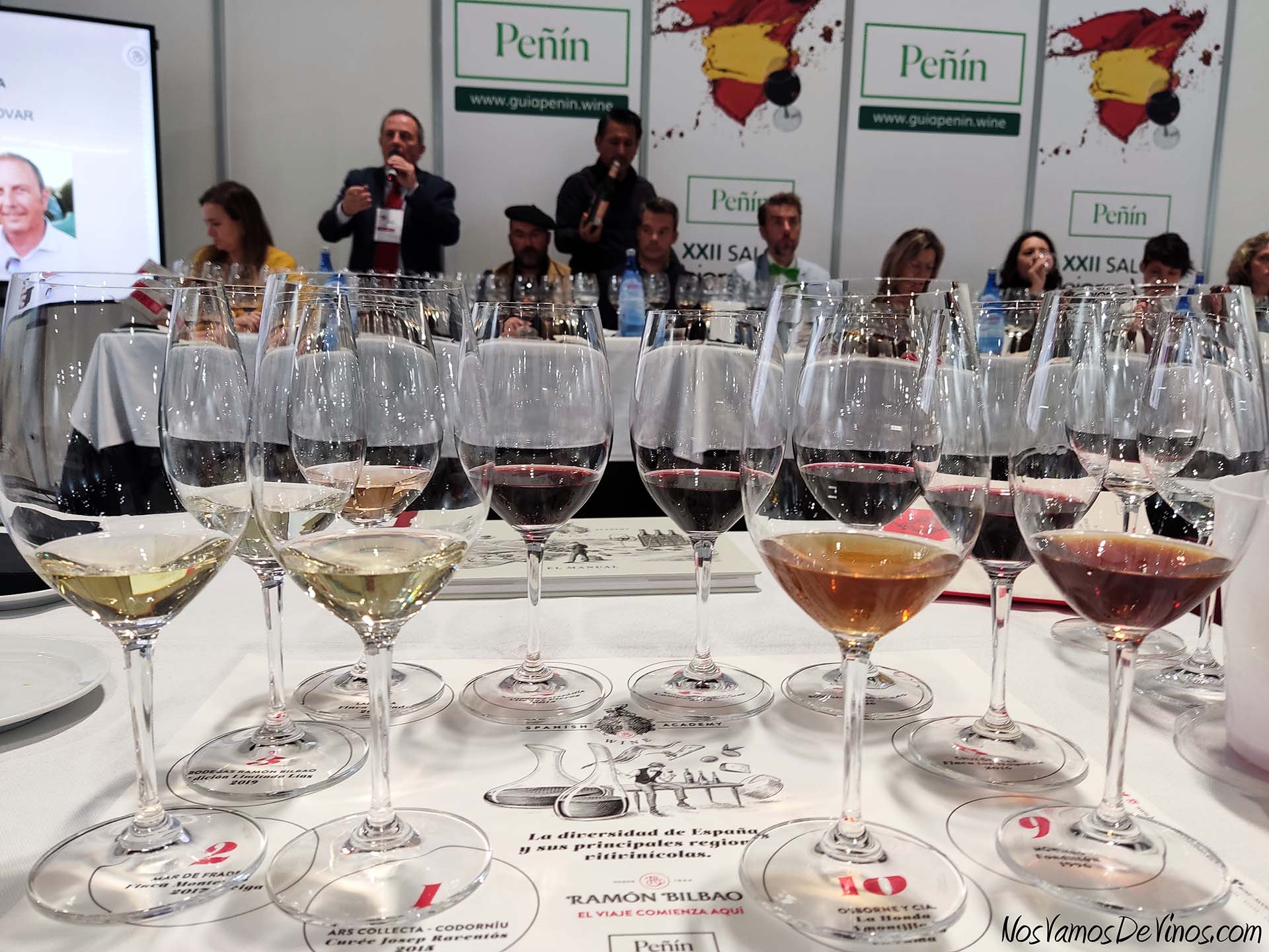 Cata de Spanish Wine Academy en Peñín, Copas y ponentes