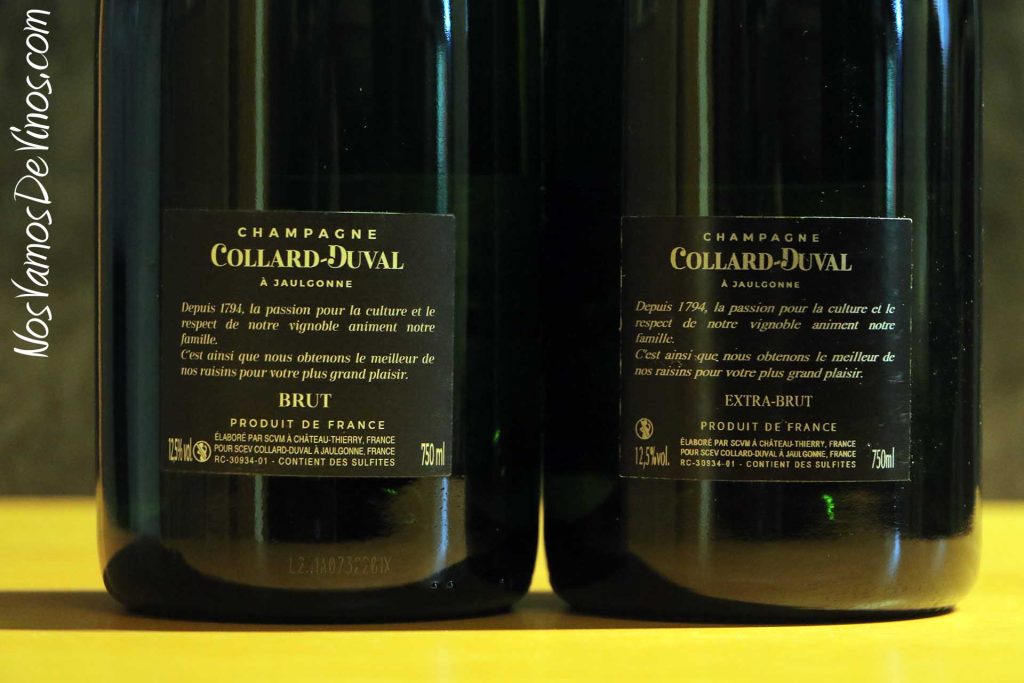 Champagne Collard-Duval Reserve Brut & Extra Brut Etiquetas traseras