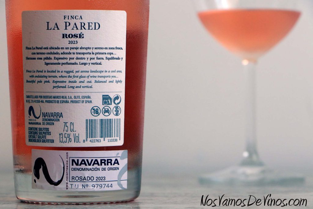 Finca La Pared Rosé 2023. Vino rosado de Navarra. Garnacha. Etiqueta trasera