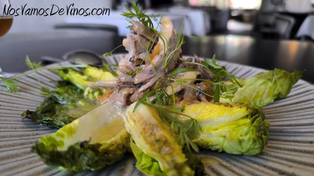 Restaurante Las Margaritas. Cogollos a la brasa con perdiz escabechada.