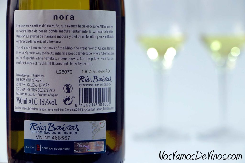 Nora 2023: Un Albariño perfecto para cualquier ocasión. Etiqueta trasera