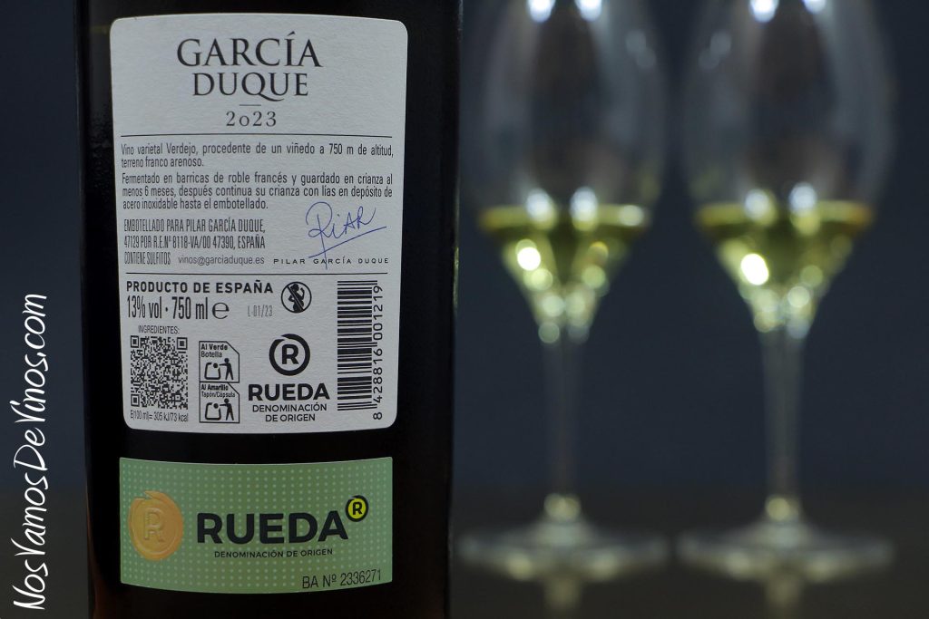 García Duque 2023. Etiqueta trasera.