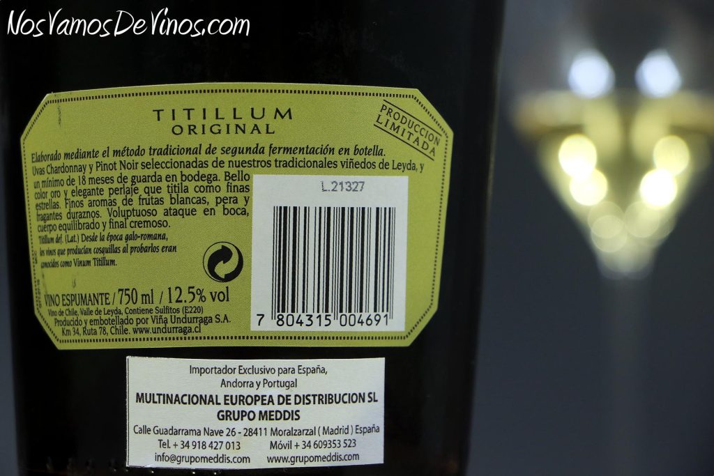Titillum Original. Etiqueta trasera.
