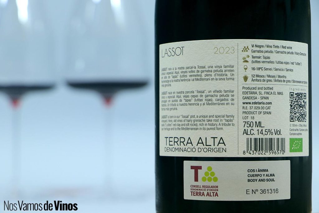 Lassot 2023. Etiqueta trasera.