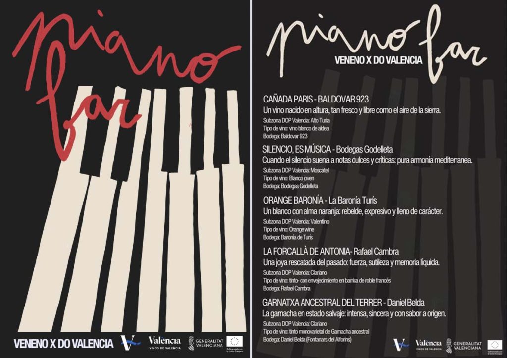 Un piano, cinco vinos y un sinfín de canciones: Así es el nuevo plan de la D. O. Valencia