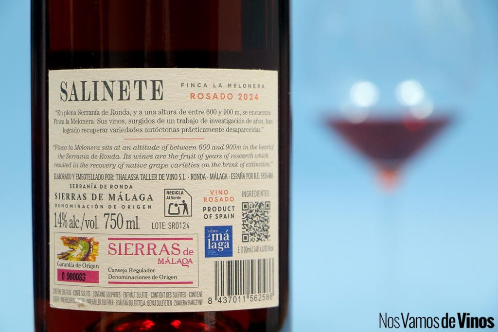 Salinete Rosado 2024. Etiqueta trasera.