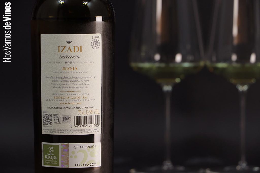 Izadi Selección Blanco 2025. Etiqueta trasera.