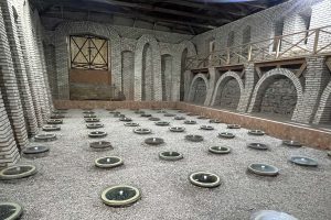Los qvevri en una bodega de Kakheti. Foto cortesía de Whino.
