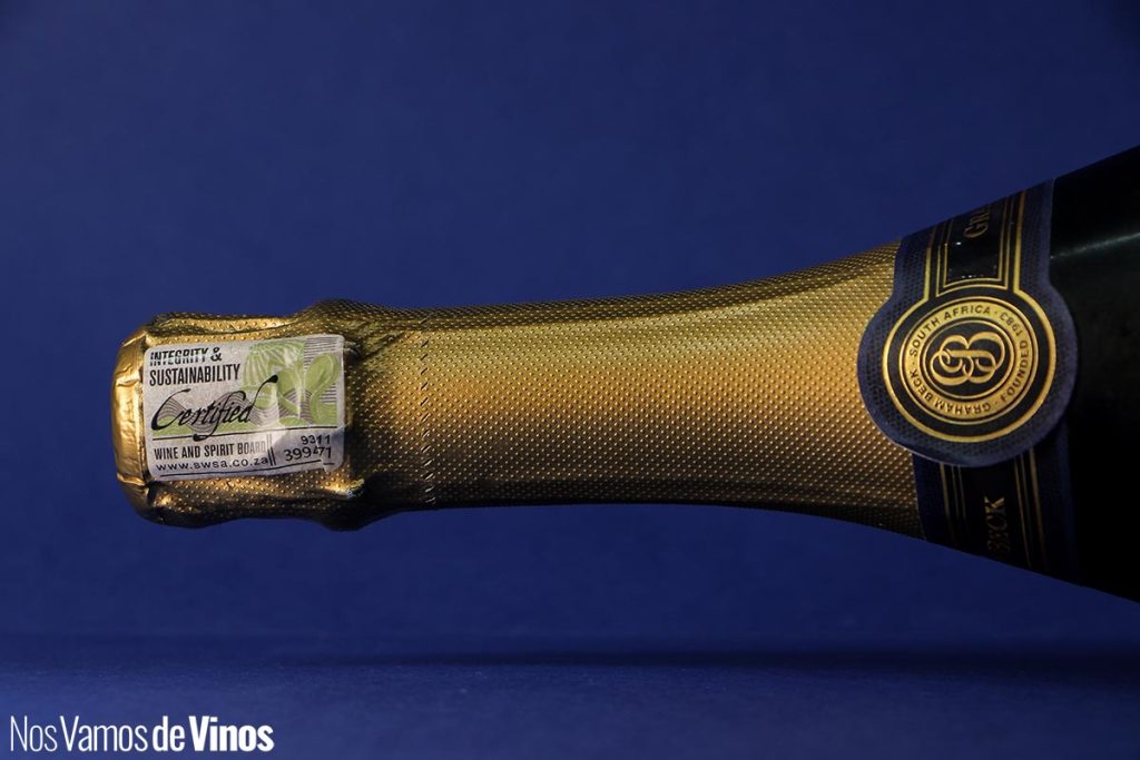 Graham Beck Blanc de Blancs 2017. Cuello de la botella.