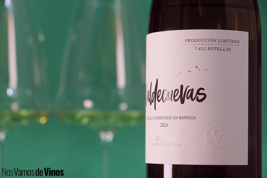 Valdecuevas Verdejo Fermentado en Barrica 2024. Detalle de la etiqueta.