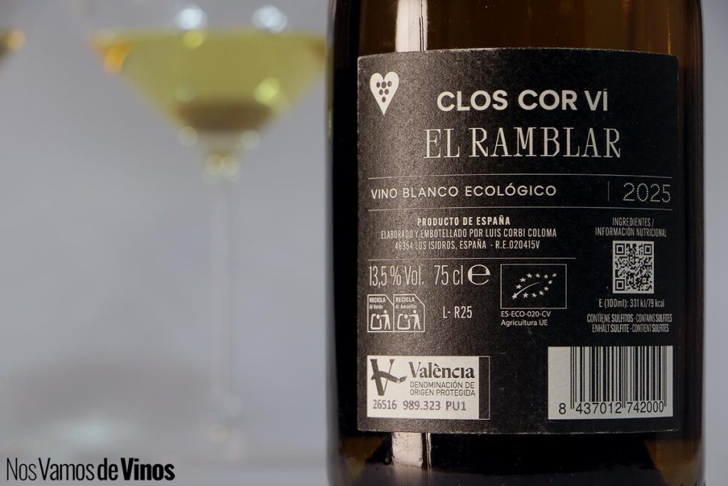 Clos Cor Ví El Ramblar 2025. Etiqueta trasera.