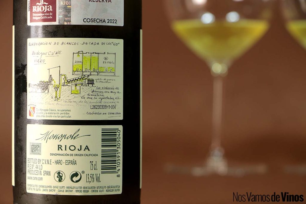 Monopole Clásico Reserva 2022: La llama que aviva un “fuego” prendido en 1915. Etiqueta trasera.